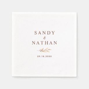 Beige Boho blad bruiloft servet