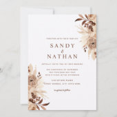 Beige Boho Bloemen Bruiloftsinvatie Kaart (Voorkant)
