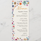 Beige Boho Chic Bloemen Wildflower Tuin Bruiloft Menu (Voorkant)