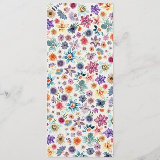 Beige Boho Chic Bloemen Wildflower Tuin Bruiloft Menu (Achterkant)