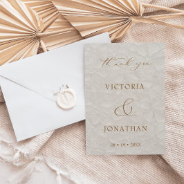 Beige Boho Chic Foto Bruiloft Bedankkaart