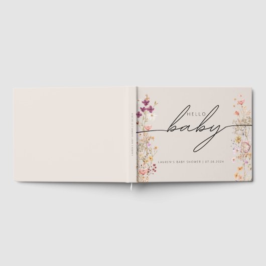 Beige Boho Chic Wildflower Baby shower Gastenboek (Volledig)
