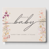 Beige Boho Chic Wildflower Baby shower Gastenboek (Voorkant)