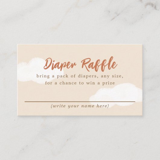 Beige Boho Clouds Baby shower Luier Raffle Informatiekaartje