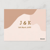 Beige boho curvy orange wedding name date briefkaart (Achterkant)