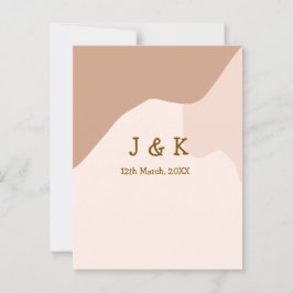 Beige boho curvy orange wedding name date briefkaart