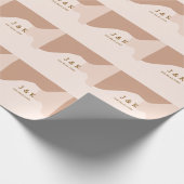 Beige boho curvy orange wedding name date cadeaupapier (Hoek)