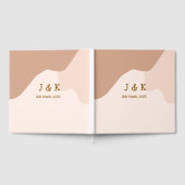 Beige boho curvy orange wedding name date gastenboek (Volledig)