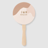 Beige boho curvy orange wedding name date handwaaier (Achterkant)