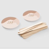 Beige boho curvy orange wedding name date handwaaier (Niet-gemonteerd)