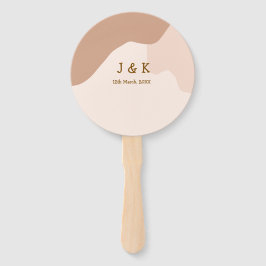 Beige boho curvy orange wedding name date handwaaier