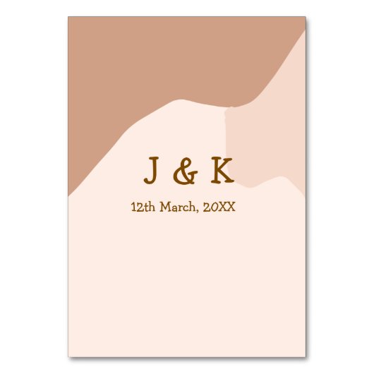 Beige boho curvy orange wedding name date kaart (Achterkant)