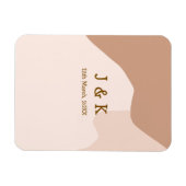 Beige boho curvy orange wedding name date magneet (Horizontaal)