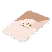 Beige boho curvy orange wedding name date magneet (Linkerzijde)