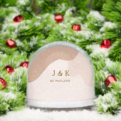 Beige boho curvy orange wedding name date sneeuwbol (Kerstmis)
