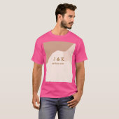 Beige boho curvy orange wedding name date t-shirt (Voorkant volledig)