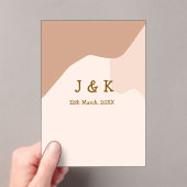 Beige boho curvy oranje bruiloft naam datum acryl uitnodigingen (Insitu (Draagbaar))