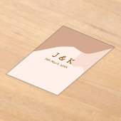 Beige boho curvy oranje bruiloft naam datum acryl uitnodigingen (Laagn)