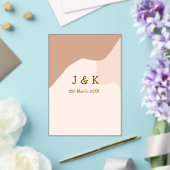 Beige boho curvy oranje bruiloft naam datum acryl uitnodigingen (Insitu (Huwelijk))