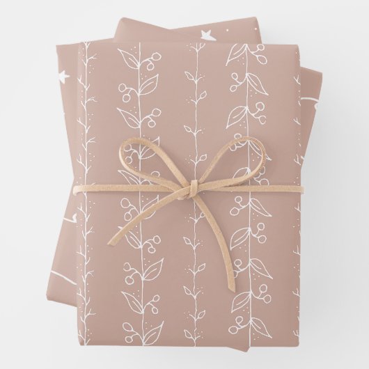 Beige Boho Festive Wrapping Paper Color #D2AFA1 (In situ)