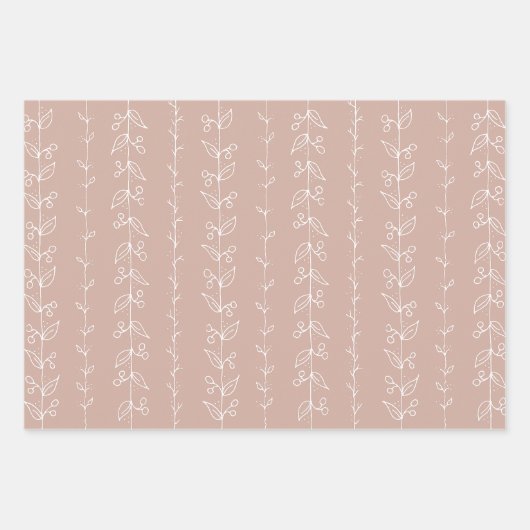 Beige Boho Festive Wrapping Paper Color #D2AFA1 (Voorkant)
