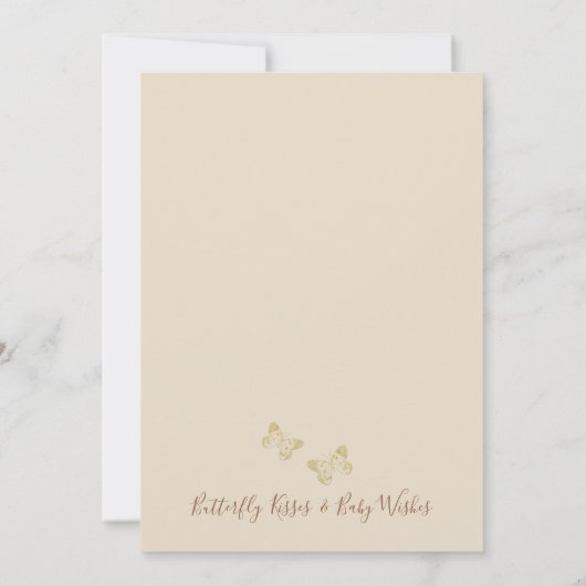 Beige Boho Floral Butterfly Kisses Baby shower Kaart (Achterkant)