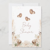 Beige Boho Floral Butterly Kisses Baby shower Kaart (Achterkant)
