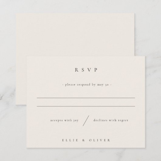 Beige Boho Foto Huwelijk Modern RSVP Kaartje (Voorkant / Achterkant)