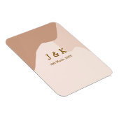 Beige boho krom oranje trouw naam datum magneet (Rechterzijde)