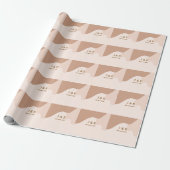 Beige boho kromme oranje trouw naam datum cadeaupapier (Uitgerold)