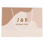 Beige boho kromme oranje trouw naam datum groot cadeauzakje (Achterkant)