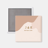 Beige boho kromme oranje trouw naam datum magneet (Voorkant / Achterkant)