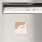 Beige boho kromme oranje trouw naam datum magneet (Insitu (Vaatwasser))