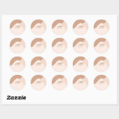Beige boho kromme oranje trouw naam datum ronde sticker (Vel)