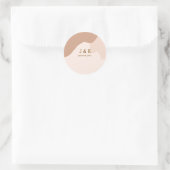 Beige boho kromme oranje trouw naam datum ronde sticker (Tas)