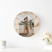 Beige Boho Lijst Foto Newly Weds 1st Jubileum Grote Klok (Huis)