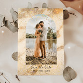 Beige Boho Lijst Foto Save The Date Trouwen Kaart