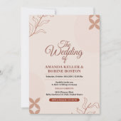 Beige Boho Minimalist Wedding Invitation Kaart (Voorkant)