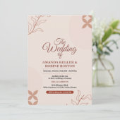 Beige Boho Minimalist Wedding Invitation Kaart (Staand voorkant)