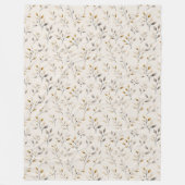 Beige Boho Neutral Botanical Cream Leaves Pattern Fleece Deken (Voorkant)