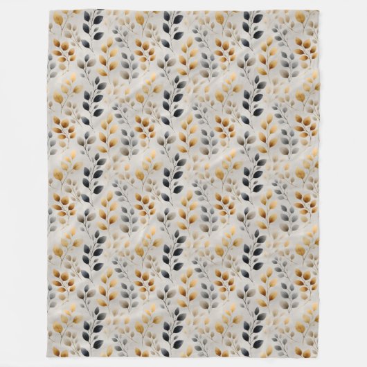 Beige Boho Neutral Botanical Cream Leaves Pattern  Fleece Deken (Voorkant)