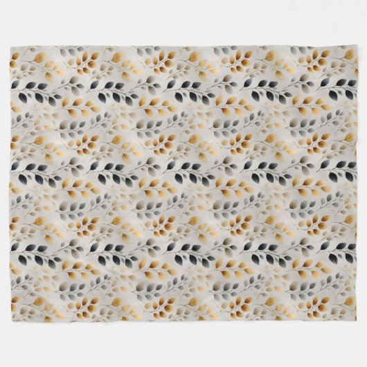 Beige Boho Neutral Botanical Cream Leaves Pattern  Fleece Deken (Voorkant (Horizontaal))