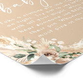 Beige Boho Pampas Grass Baby shower Poster (Hoek)