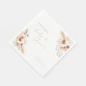 Beige Boho Pampas Grass Baby shower Servet (Hoek)