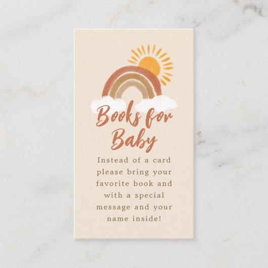 Beige Boho Rainbow Baby shower Book Request Informatiekaartje (Voorkant)
