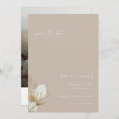 Beige Boho Save the Date with Photo bohemian Kaart (Voorkant / Achterkant)