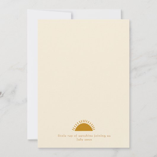 Beige Boho Sunshine Hier komt het Son Baby shower Kaart (Achterkant)