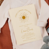 Beige Boho Sunshine Hier komt het Son Baby shower Kaart