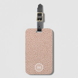 Beige & Boho Terracotta Bruin Stippen Monogram Bagagelabel