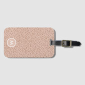 Beige & Boho Terracotta Bruin Stippen Monogram Bagagelabel (Voorkant (horizontaal))